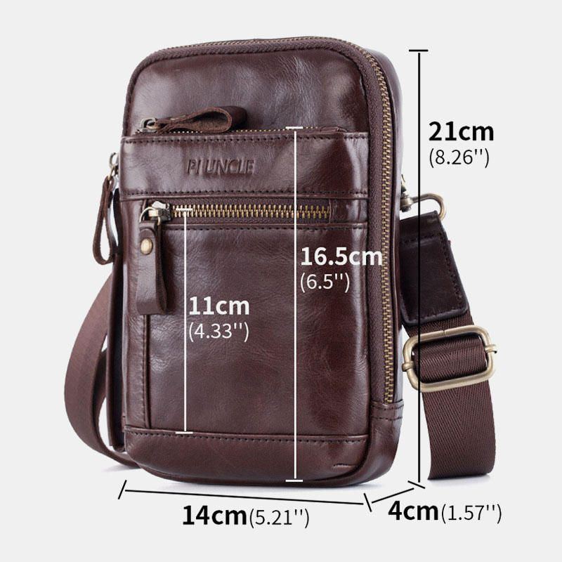 Herren Echtes Leder Multi Layer Umhängetasche Gürteltasche Umhängetasche Handytasche