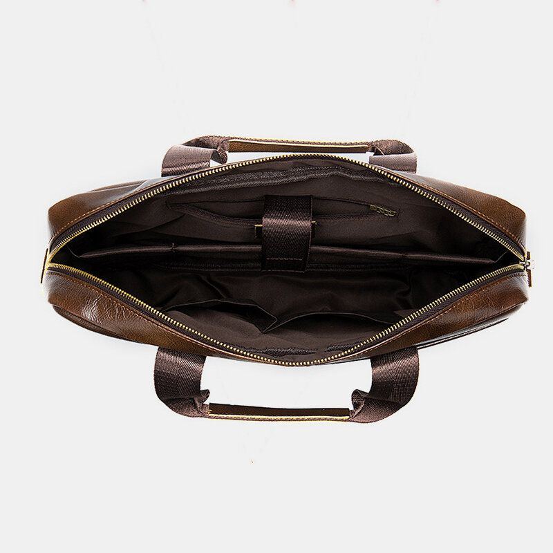 Herren Echtes Leder Multi Pocket 14 Zoll Laptoptasche Aktentasche Business Handtasche Umhängetasche