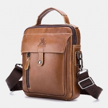 Herren Echtes Leder Multi Pocket Wasserdichte Vintage Handtasche Umhängetasche Umhängetasche