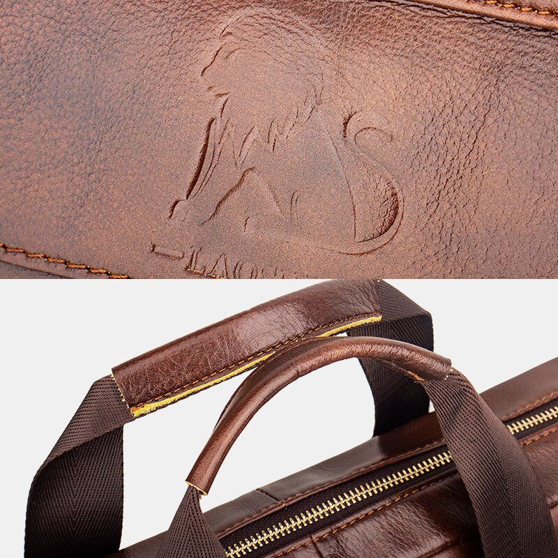 Herren Echtes Leder Retro Business Multifunktions 13 Zoll Laptoptasche Handtasche Aktentasche Umhängetasche