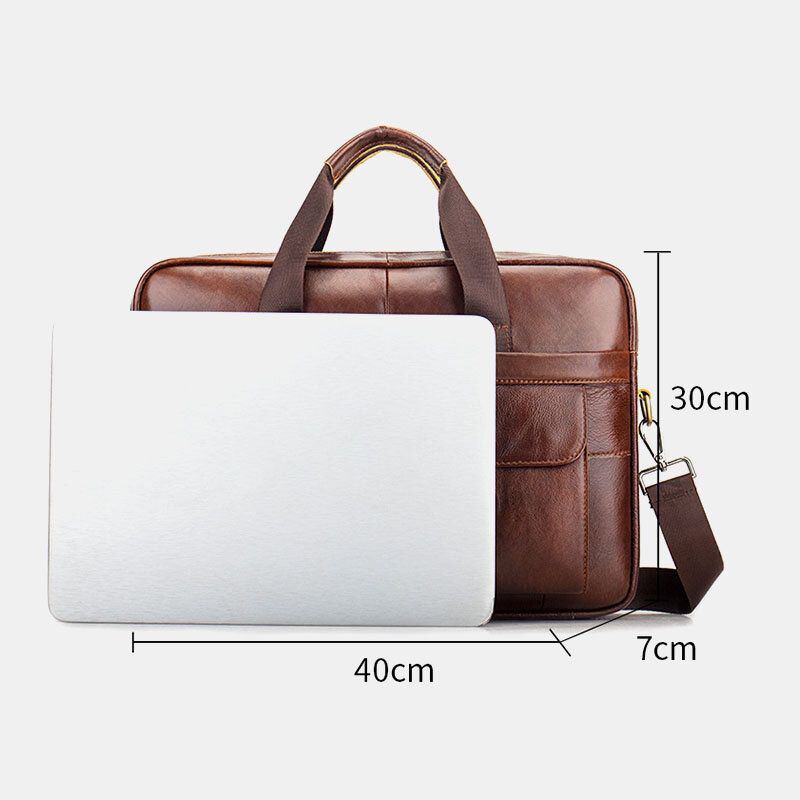 Herren Echtes Leder Retro Business Multifunktions 13 Zoll Laptoptasche Handtasche Aktentasche Umhängetasche