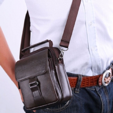 Herren Echtes Leder Retro Handtasche Mit Mehreren Taschen Lässige Gürteltasche Umhängetasche