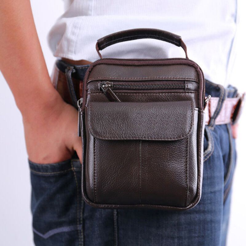 Herren Echtes Leder Retro Handtasche Mit Mehreren Taschen Lässige Gürteltasche Umhängetasche