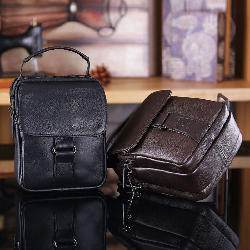 Herren Echtes Leder Retro Handtasche Mit Mehreren Taschen Lässige Gürteltasche Umhängetasche