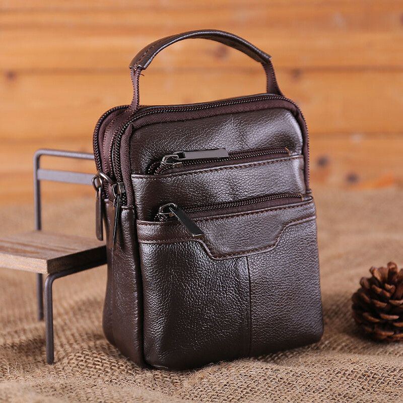 Herren Echtes Leder Retro Handtasche Mit Mehreren Taschen Lässige Gürteltasche Umhängetasche