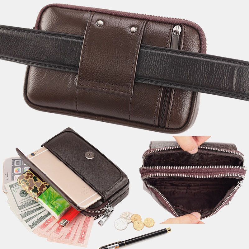 Herren Echtes Leder Retro Multi Carry Mini Handytasche Kartenhalter Tasche Gürteltasche Umhängetasche