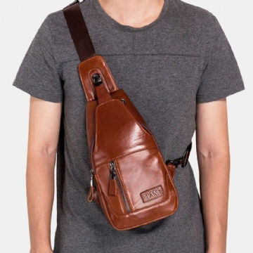 Herren Echtleder Brusttasche Umhängetasche Umhängetasche First Layer Trend Fashion Bag