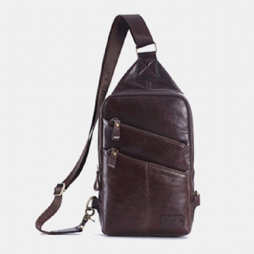 Herren Echtleder Casual Business Umhängetasche Brusttasche Outdoor