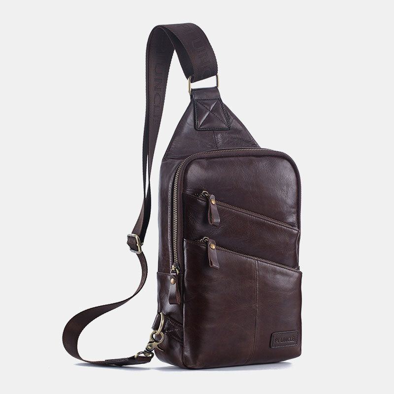 Herren Echtleder Casual Business Umhängetasche Brusttasche Outdoor