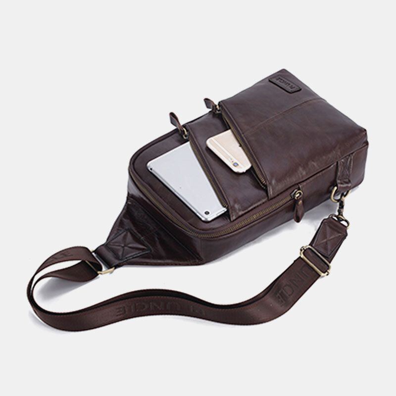 Herren Echtleder Casual Business Umhängetasche Brusttasche Outdoor