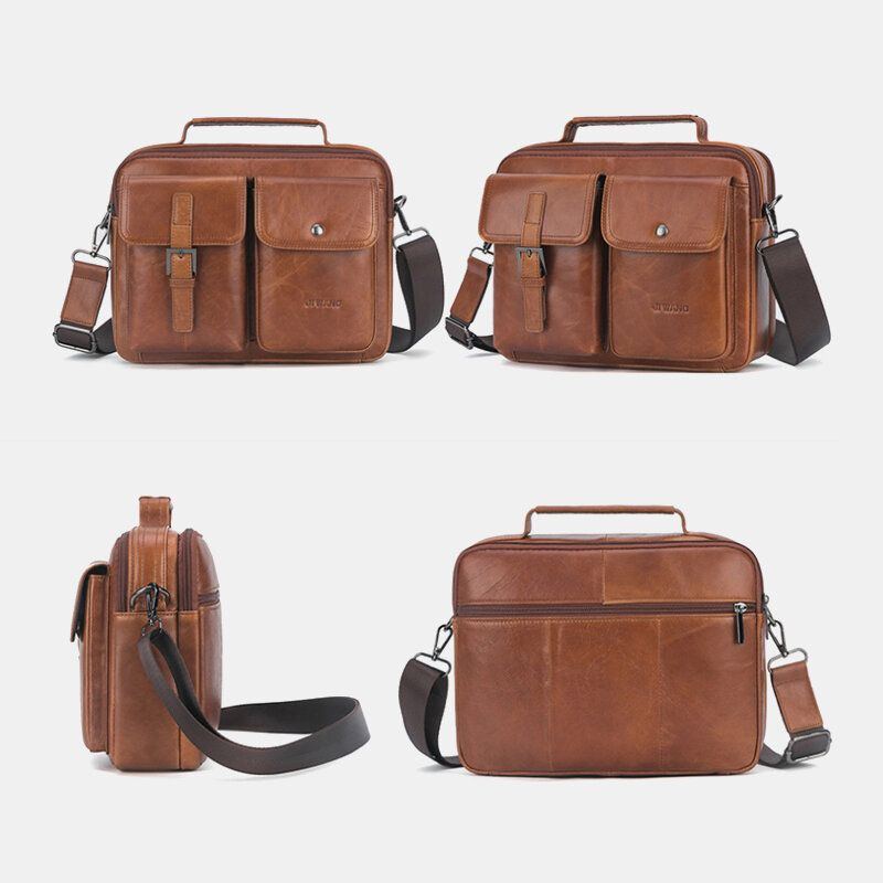 Herren Echtleder Multifunktions Retro Handtasche Mit Großem Fassungsvermögen Umhängetasche Umhängetasche