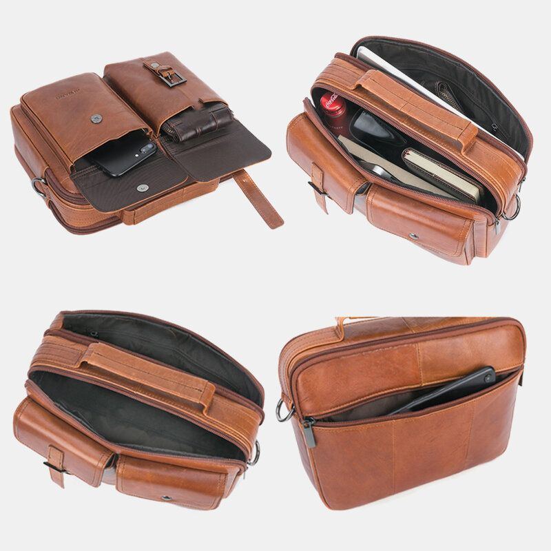 Herren Echtleder Multifunktions Retro Handtasche Mit Großem Fassungsvermögen Umhängetasche Umhängetasche