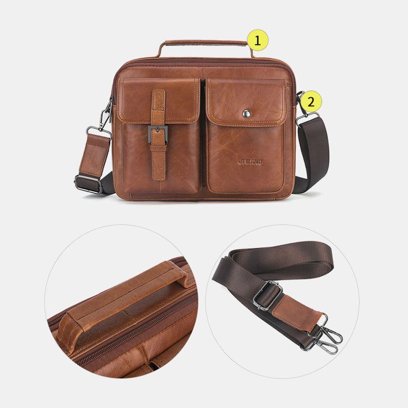 Herren Echtleder Multifunktions Retro Handtasche Mit Großem Fassungsvermögen Umhängetasche Umhängetasche