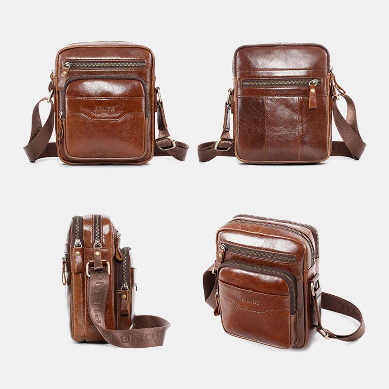 Herren Echtleder Multifunktions Retro Verschleißfeste Handtasche Mit Großer Kapazität Umhängetasche Umhängetasche