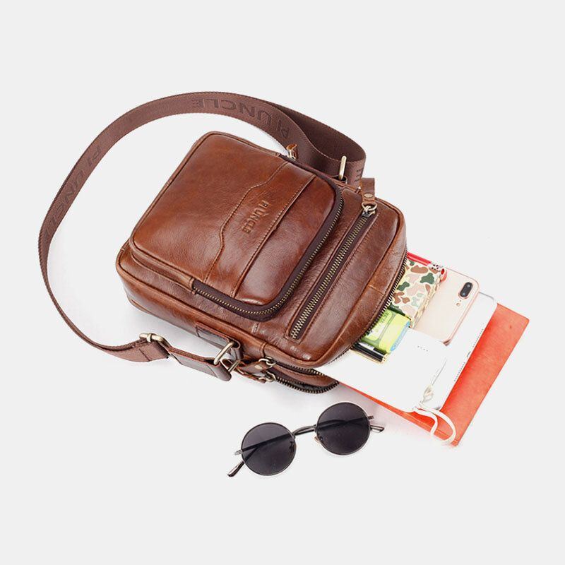 Herren Echtleder Multifunktions Retro Verschleißfeste Handtasche Mit Großer Kapazität Umhängetasche Umhängetasche