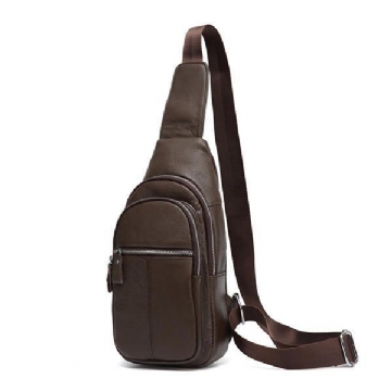 Herren Echtleder Retro Umhängetasche Brusttasche Lässige Umhängetasche