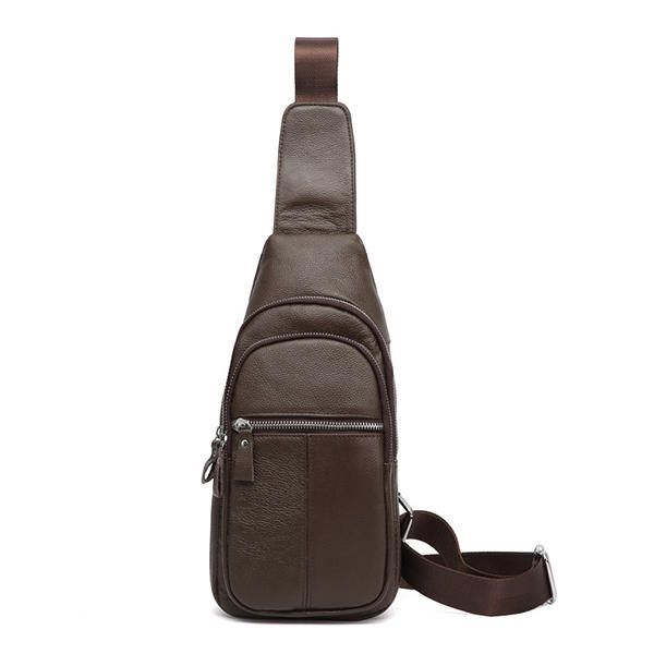 Herren Echtleder Retro Umhängetasche Brusttasche Lässige Umhängetasche