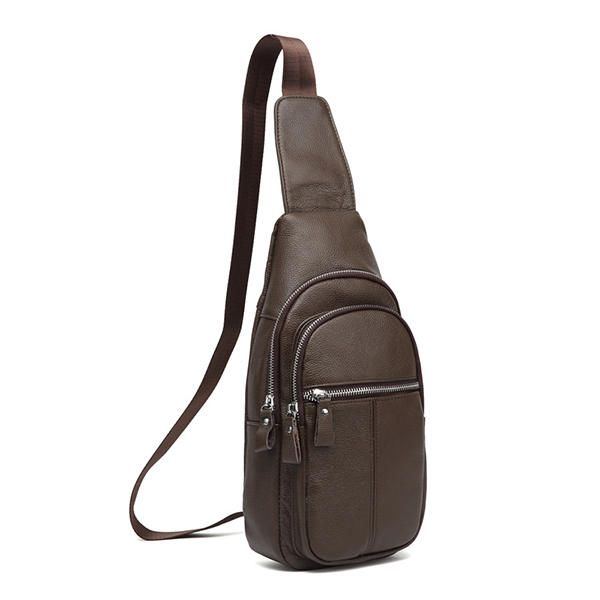 Herren Echtleder Retro Umhängetasche Brusttasche Lässige Umhängetasche