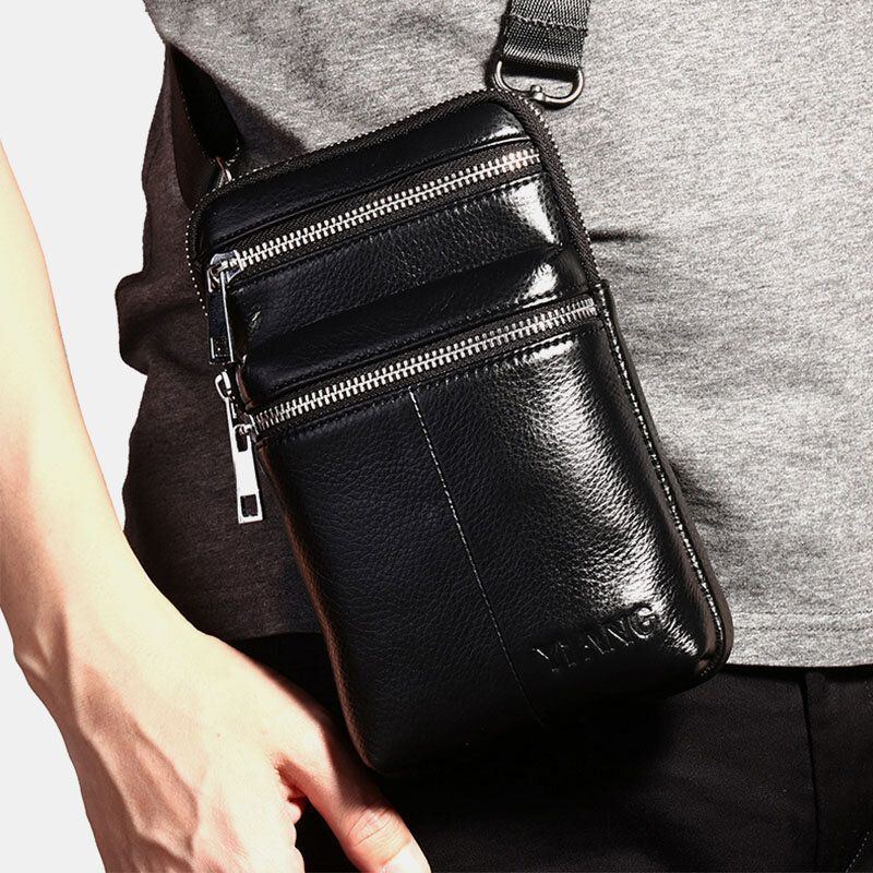 Herren Gürteltasche Aus Echtem Leder Lässige Umhängetasche Umhängetasche