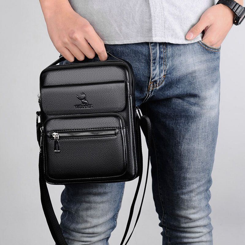 Herren Kunstleder Busienss Retro Multi Carry Handtasche Umhängetasche