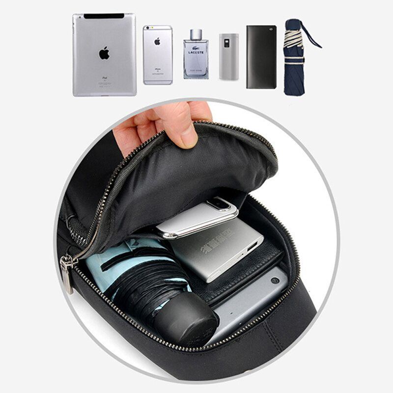 Herren Kunstleder Mode Brusttasche Umhängetasche Umhängetasche Mit Usb Ladeanschluss