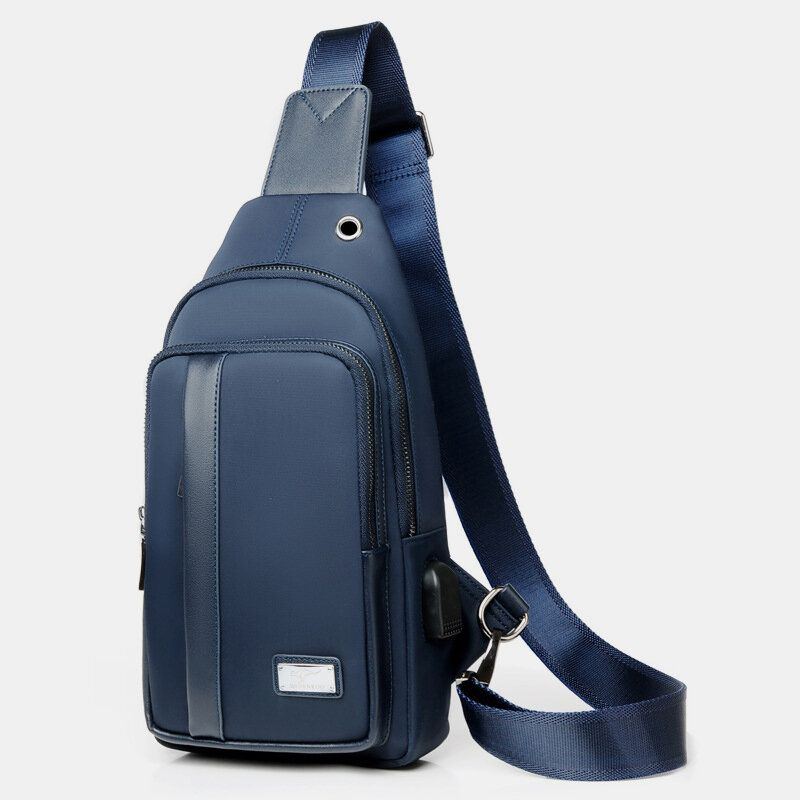 Herren Kunstleder Mode Brusttasche Umhängetasche Umhängetasche Mit Usb Ladeanschluss