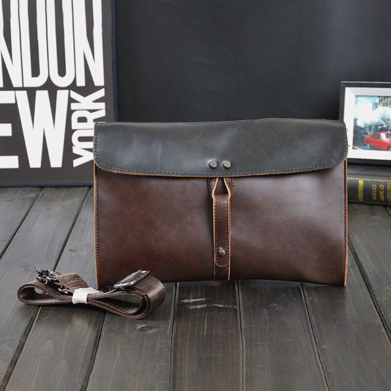 Herren Kunstleder Retro Business Clutch Bag Lässige Umhängetasche Umhängetasche