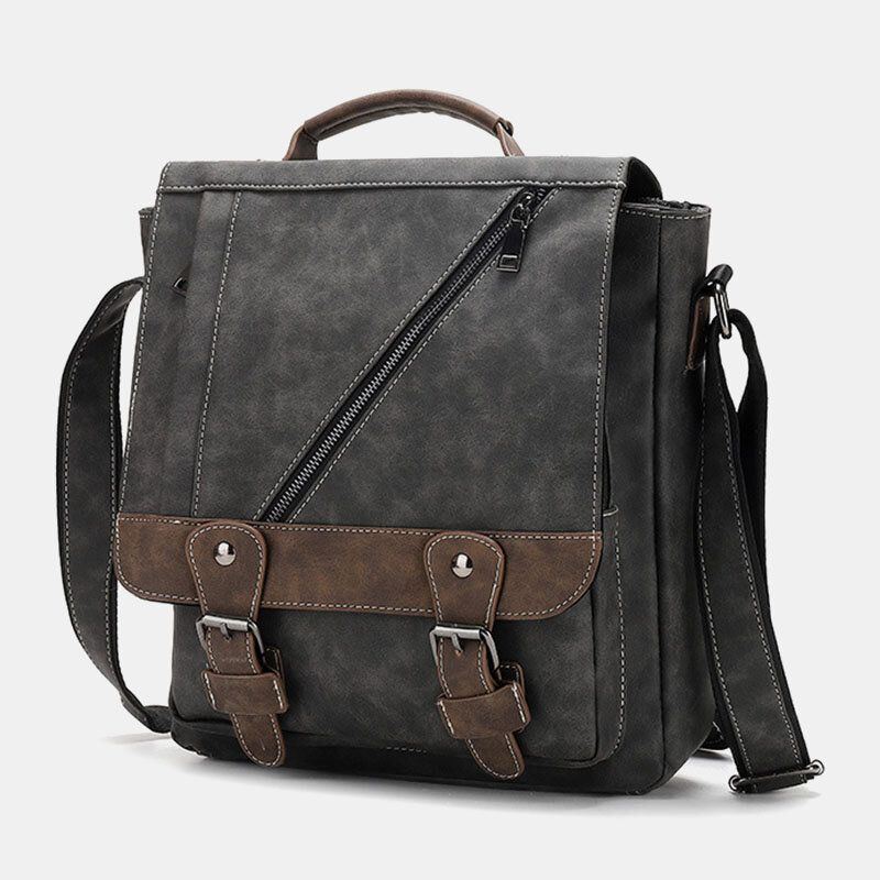 Herren Kunstleder Retro Großraum Multi Carry Handtasche Umhängetasche