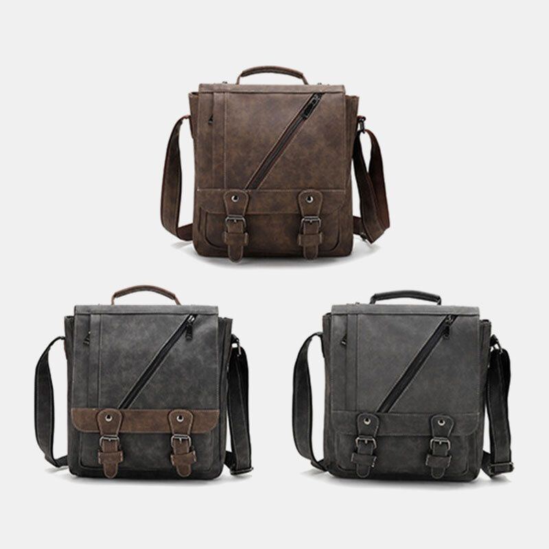 Herren Kunstleder Retro Großraum Multi Carry Handtasche Umhängetasche