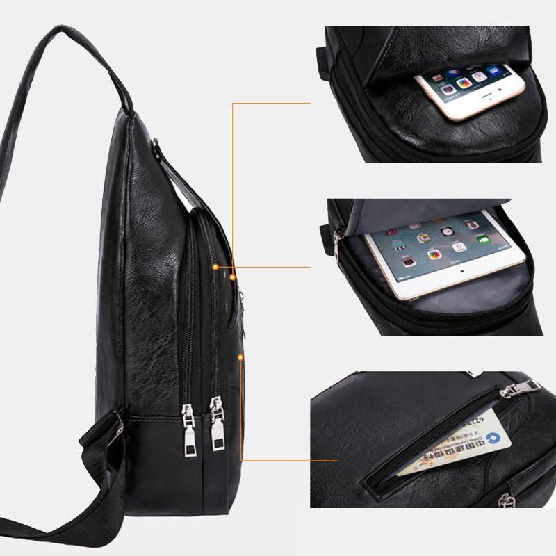 Herren Multifunktionale Usb Umhängetasche Brusttasche Umhängetasche Business Outdoor