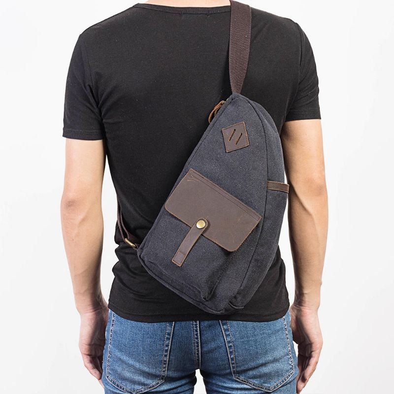 Herren Patchwork Brusttasche Aus Echtem Leder