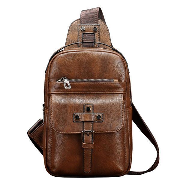 Herren Pu Leder Business Casual Brusttasche Umhängetasche Umhängetasche Für Die Freizeit