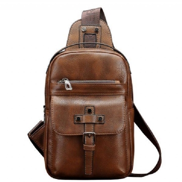 Herren Pu Leder Business Casual Brusttasche Umhängetasche Umhängetasche Für Die Freizeit