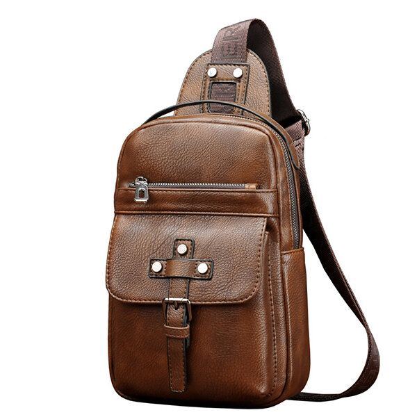 Herren Pu Leder Business Casual Brusttasche Umhängetasche Umhängetasche Für Die Freizeit