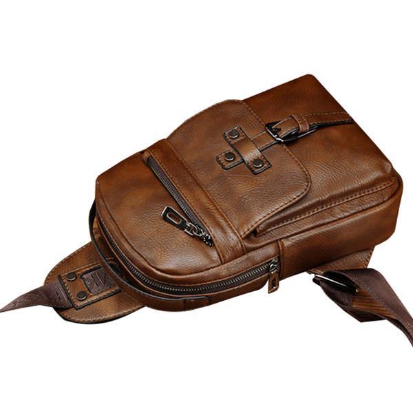 Herren Pu Leder Business Casual Brusttasche Umhängetasche Umhängetasche Für Die Freizeit