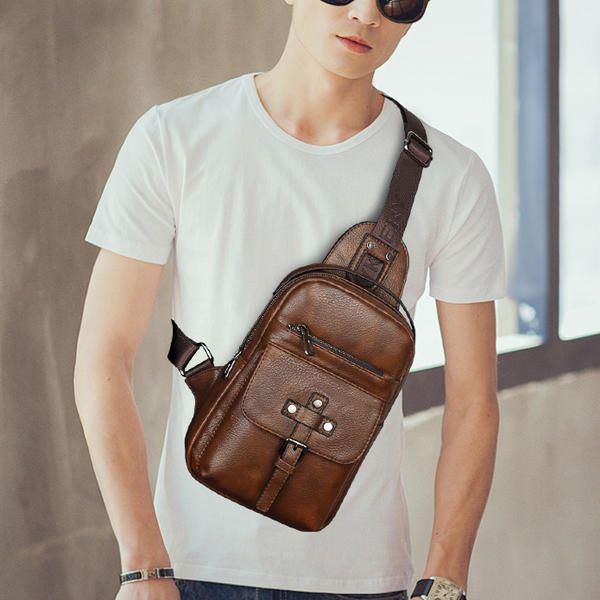 Herren Pu Leder Business Casual Brusttasche Umhängetasche Umhängetasche Für Die Freizeit