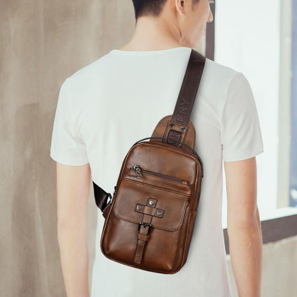 Herren Pu Leder Business Casual Brusttasche Umhängetasche Umhängetasche Für Die Freizeit