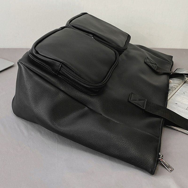 Herren Pu Leder Latge Kapazität Multi Pocket Umhängetasche Umhängetasche Handtasche