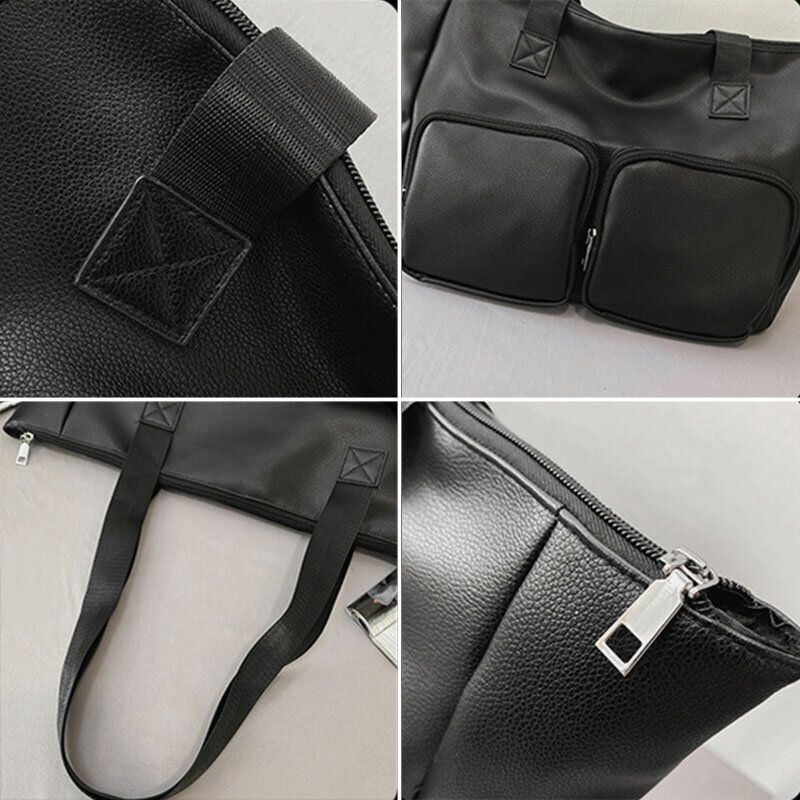 Herren Pu Leder Latge Kapazität Multi Pocket Umhängetasche Umhängetasche Handtasche