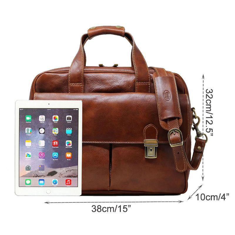 Herren Pu Leder Multi Pocket 14 Zoll Laptoptasche Umhängetasche Reise Umhängetasche Handtasche