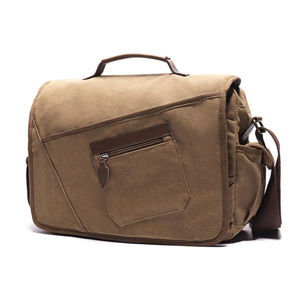 Herren Retro Messenger Bag Stoßfeste Umhängetasche Mit 15.6 Zoll Laptopfach