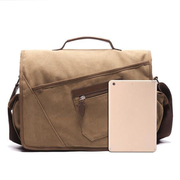 Herren Retro Messenger Bag Stoßfeste Umhängetasche Mit 15.6 Zoll Laptopfach