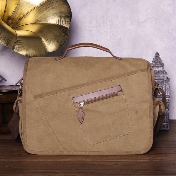 Herren Retro Messenger Bag Stoßfeste Umhängetasche Mit 15.6 Zoll Laptopfach