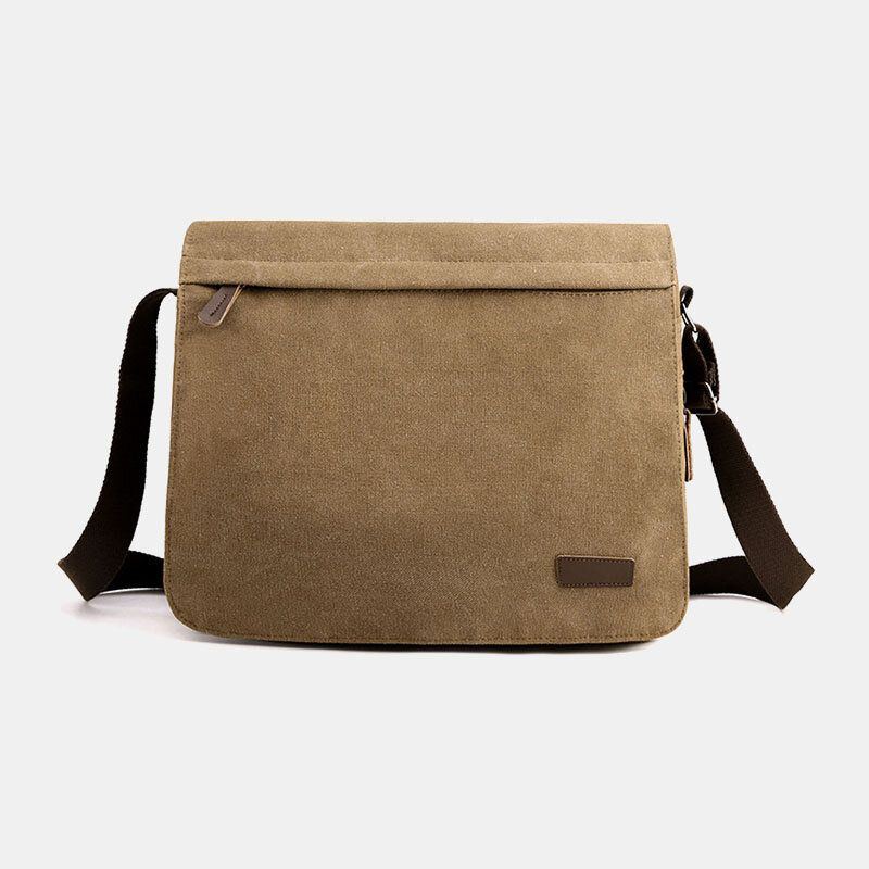 Herren Retro Segeltuch Fronttasche Mit Reißverschluss Umhängetasche Erweiterbares Design Lässige Reisetasche