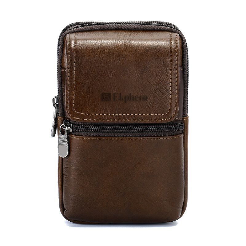 Herren Rindsleder Minimalistische Mode Handytasche Gürteltasche Umhängetasche