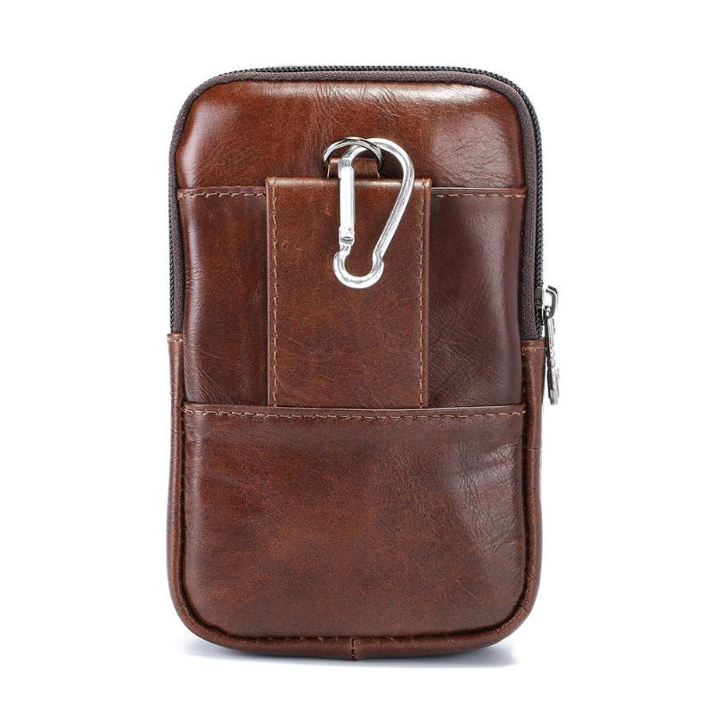 Herren Rindsleder Minimalistische Mode Handytasche Gürteltasche Umhängetasche