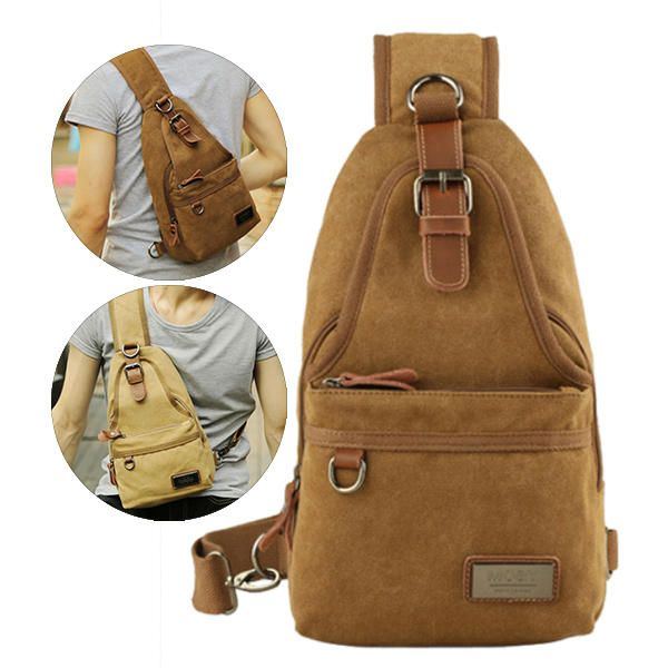 Herren Segeltuch Retro Umhängetasche Brusttasche Lässige Outdoor Sport Umhängetasche