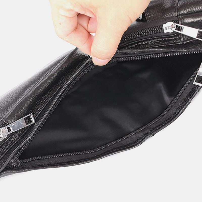 Herren Umhängetasche Aus Echtem Leder Mit Kopfhöreranschluss Umhängetasche Brusttasche Sling Bag