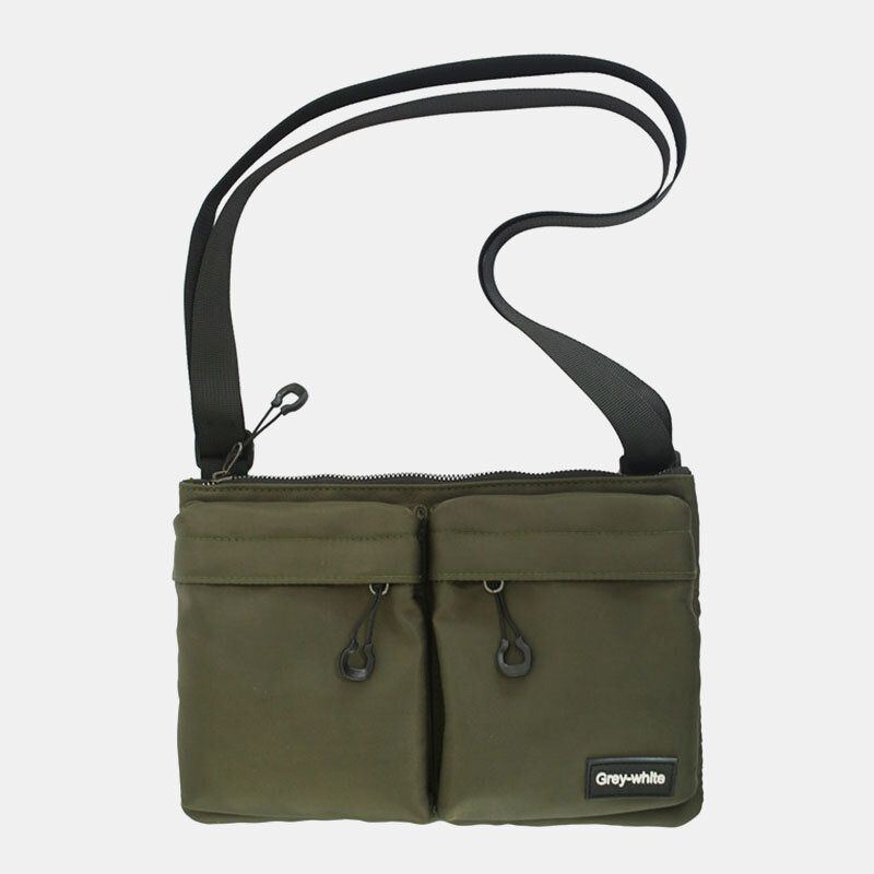 Herren Unisex Doppelte Fronttasche Mit Reißverschluss Crossbody Taschen Nylon Lässig Einfache Verschleißfeste Umhängetasche