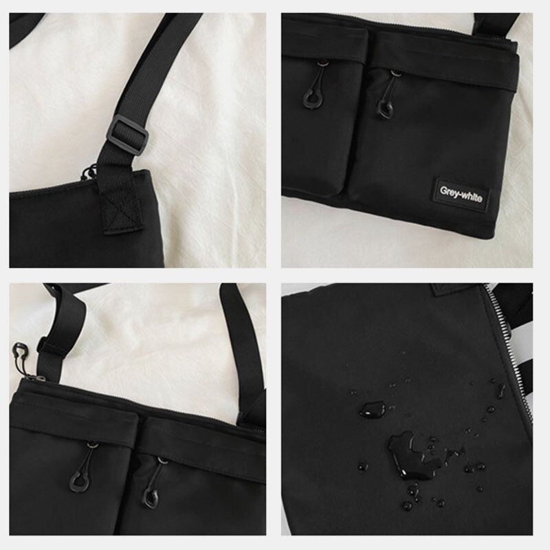 Herren Unisex Doppelte Fronttasche Mit Reißverschluss Crossbody Taschen Nylon Lässig Einfache Verschleißfeste Umhängetasche